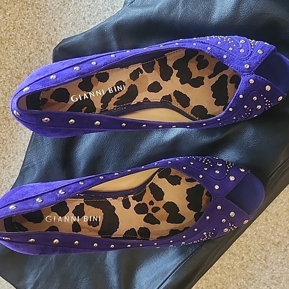 Gianni Bini Purple Suede Studded Sexy Peep Toe Stiletto's Size 9M - Picture 6 of 10
